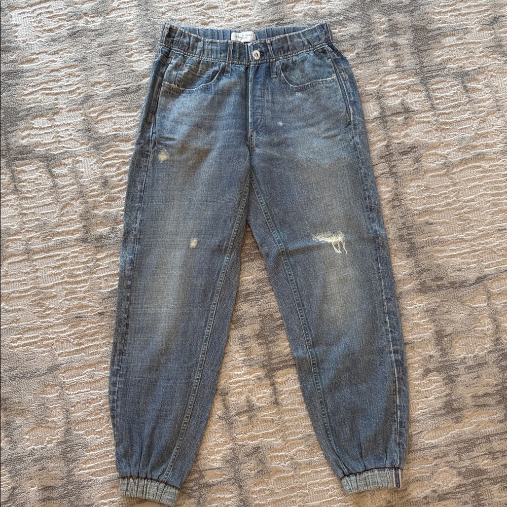 rag & bone Women's Blue Distressed Denim Jeggings
